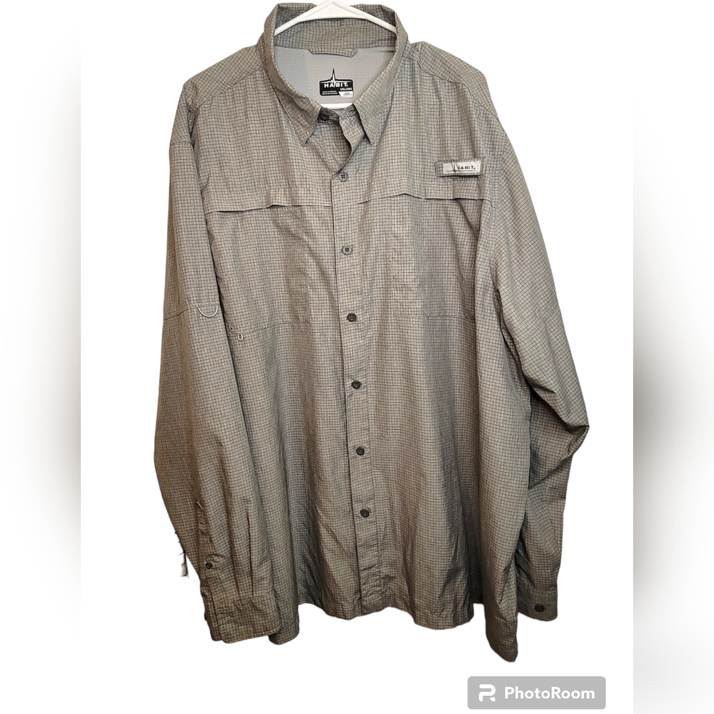 Habit 40+ Solar-Factor Vented Shirt XXL Silver Fishing Lightweight Long Sleeves
